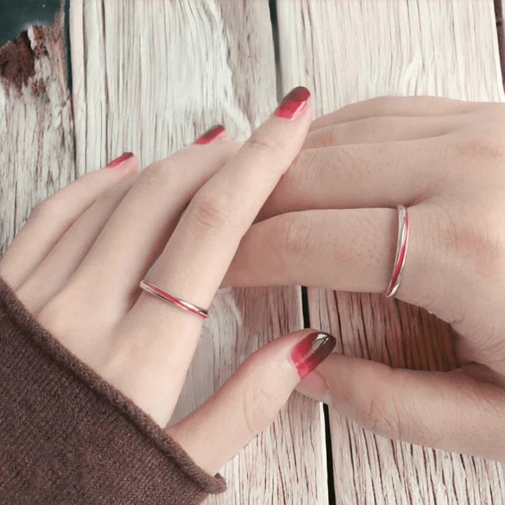 1+1 OFERTA Anillo Hilo Rojo del Destino PLATA S925