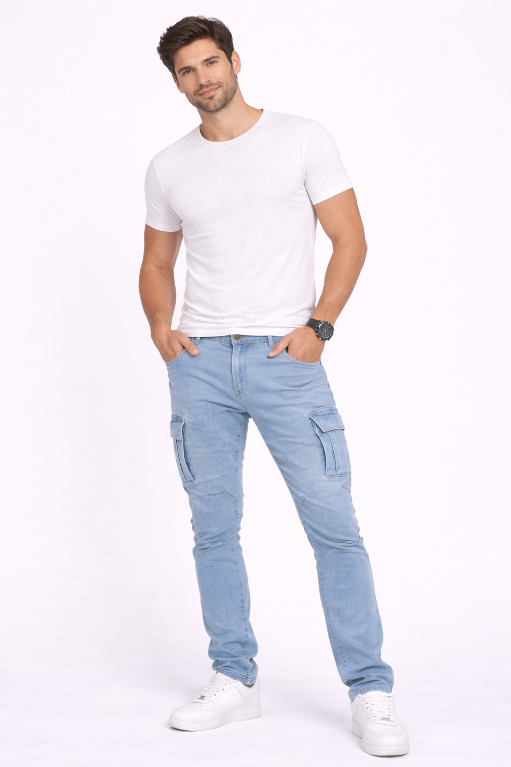 Pantalón Cargo Stretch Marino