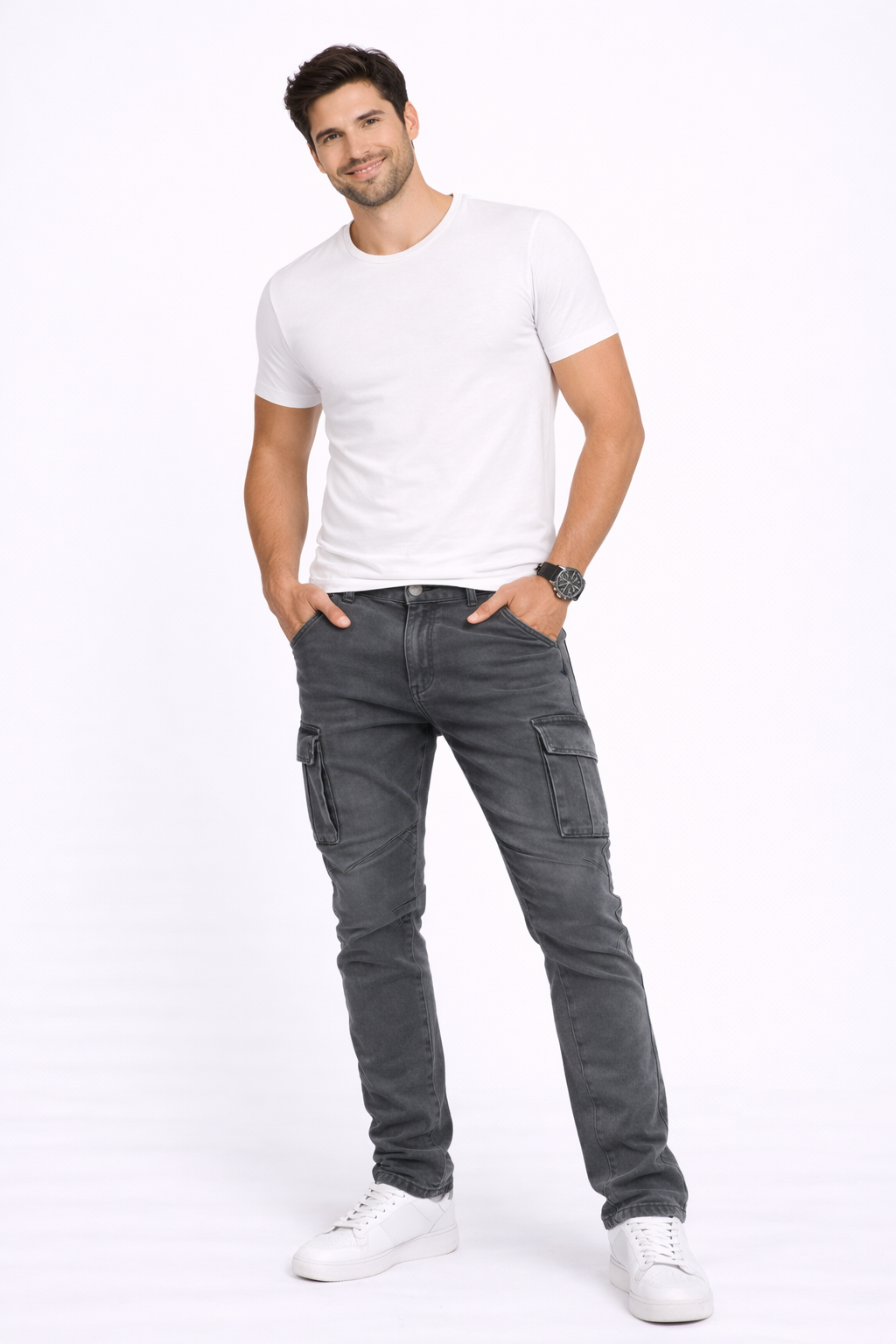 Pantalón Cargo Stretch Marino